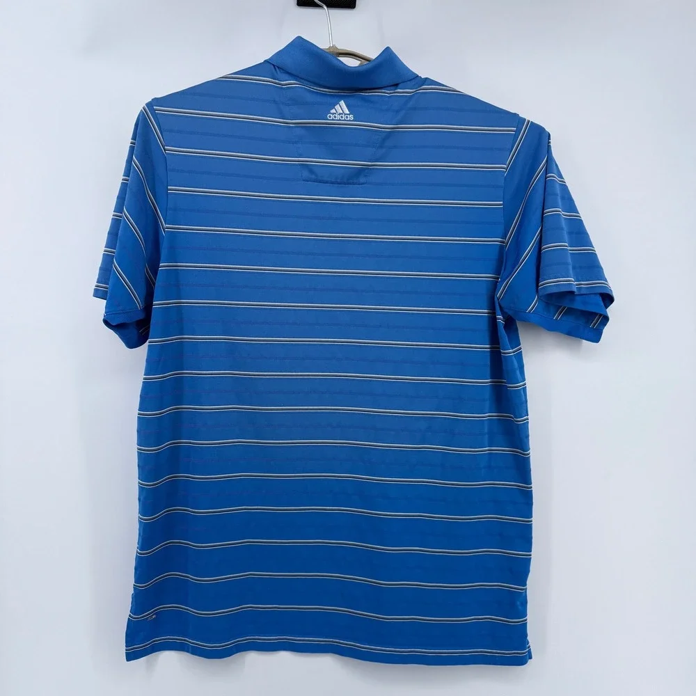 Adidas Golf Polo Shirt Men's Large Blue Striped ClimaCool Short Sleeve Merion CC